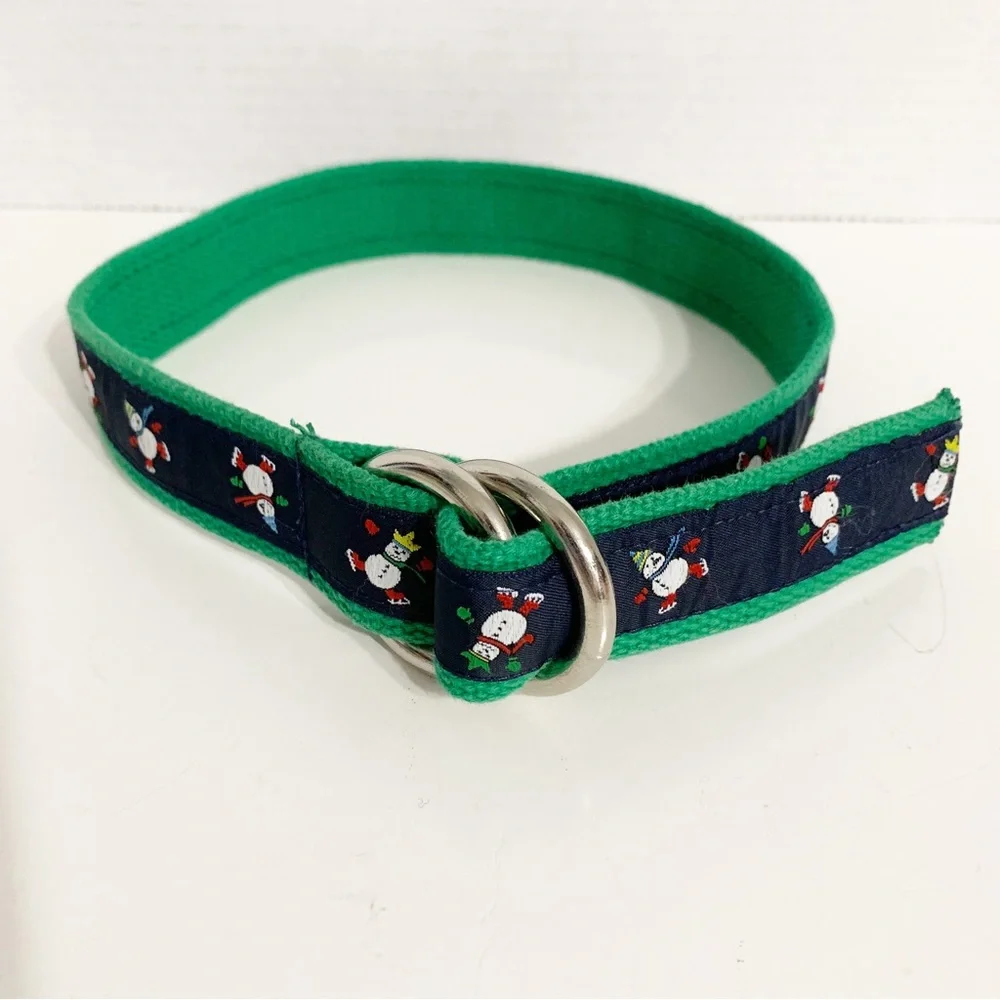 It’s a Cinch Whimsical Snowman Ribbon Webbed Belt w Silver Toned D Ring Closure